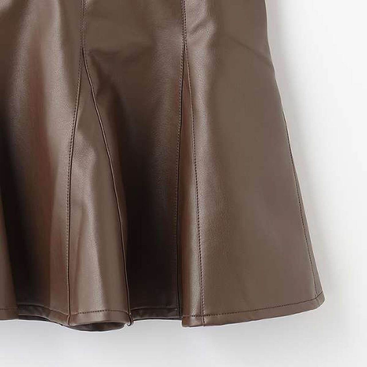 Leather-Look Flared Skirt Pants,Black, large image number 7