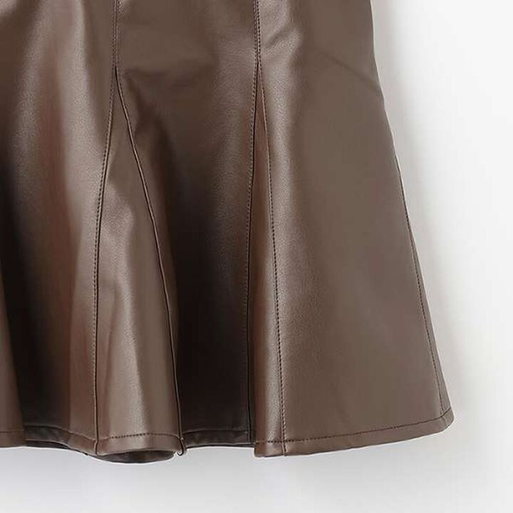 Leather-Look Flared Skirt Pants,Black, medium image number 7