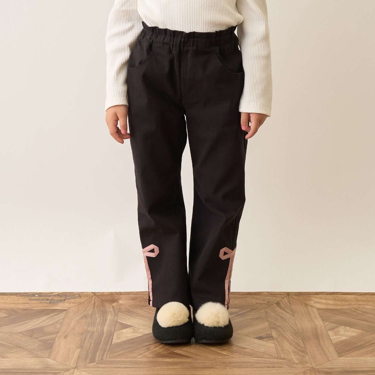 Decorative Ribbon Side Slit Stretch Pants,Ivory, large image number 35