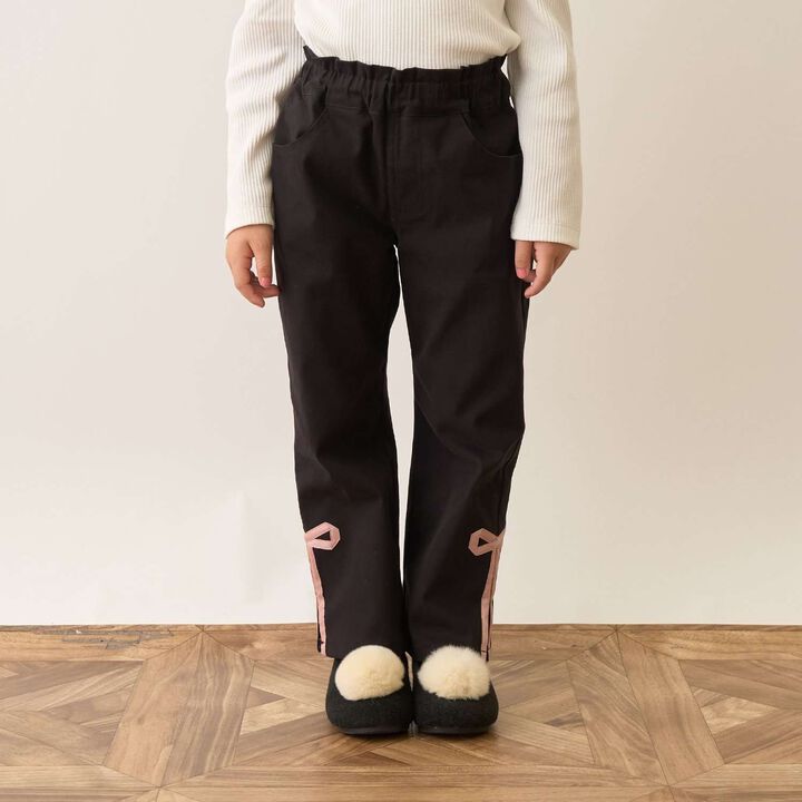Decorative Ribbon Side Slit Stretch Pants,Ivory, medium image number 35