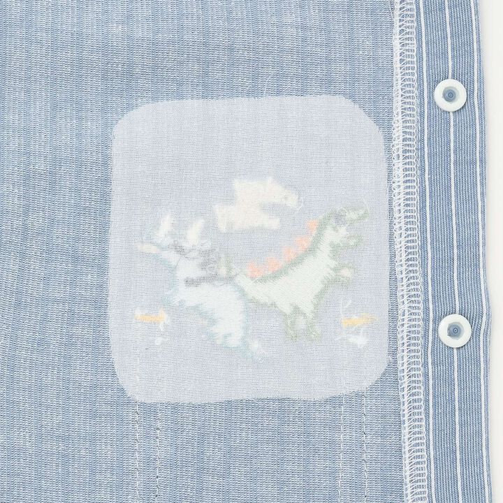 Dinosaur Short-Sleeve Overall Romper,Top gray, medium image number 5