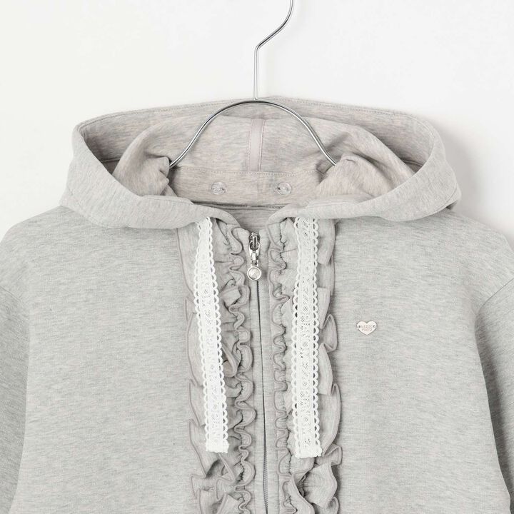 Lame Cardboard Frill Zip Parka,Pink, medium image number 2