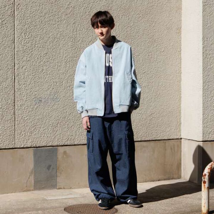 Light Denim Wide Cargo Pants,Deep blue, medium image number 15