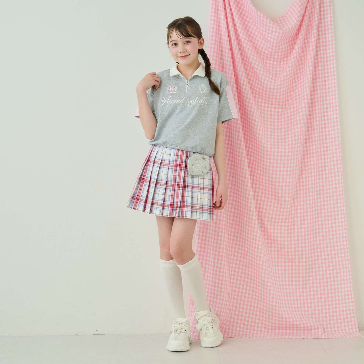 Lame Pleated Skirt with Belt,Sax blue, large image number 29