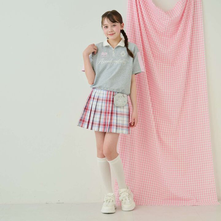 Lame Pleated Skirt with Belt,Sax blue, medium image number 29