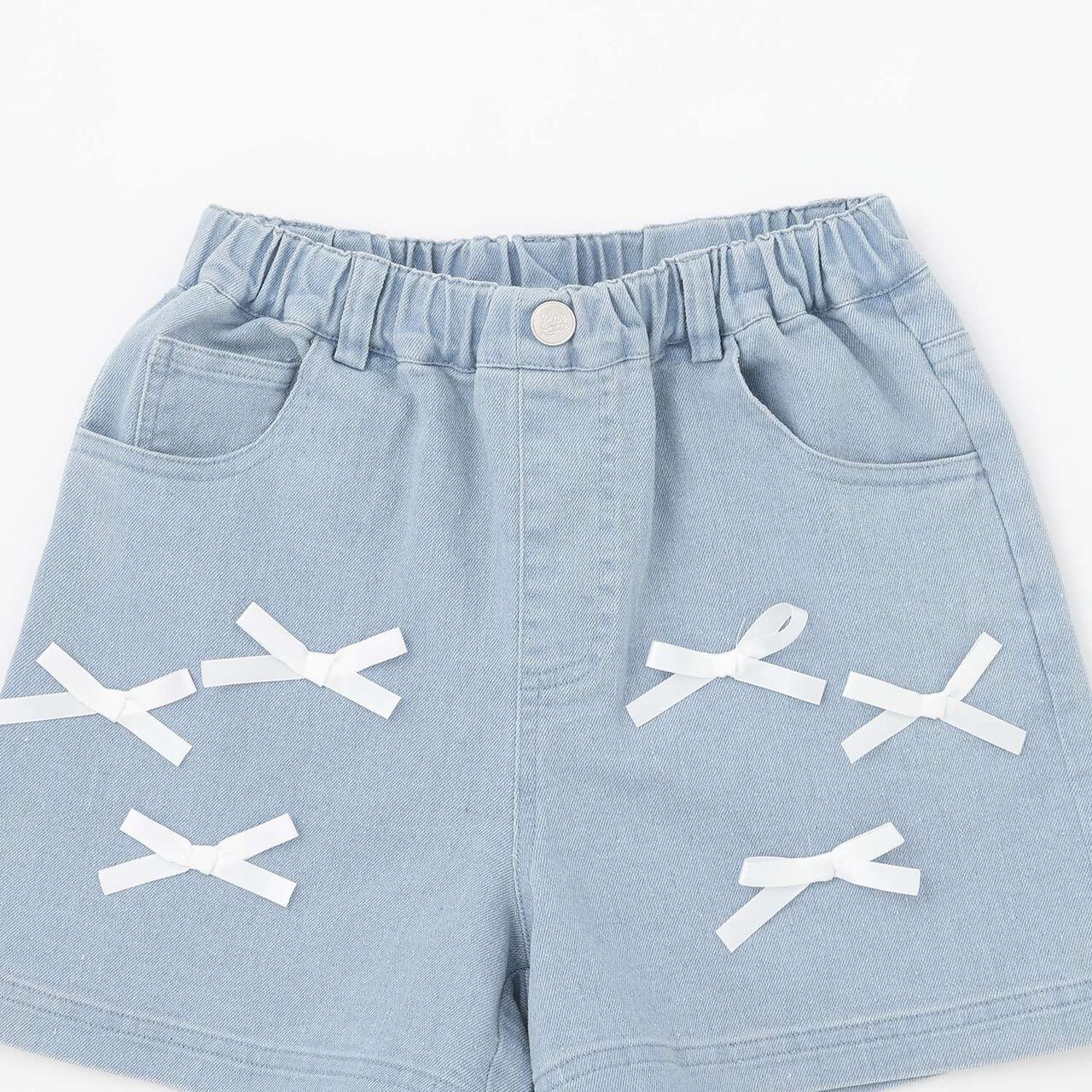 Ribbon Denim Shorts,Gray, large image number 2