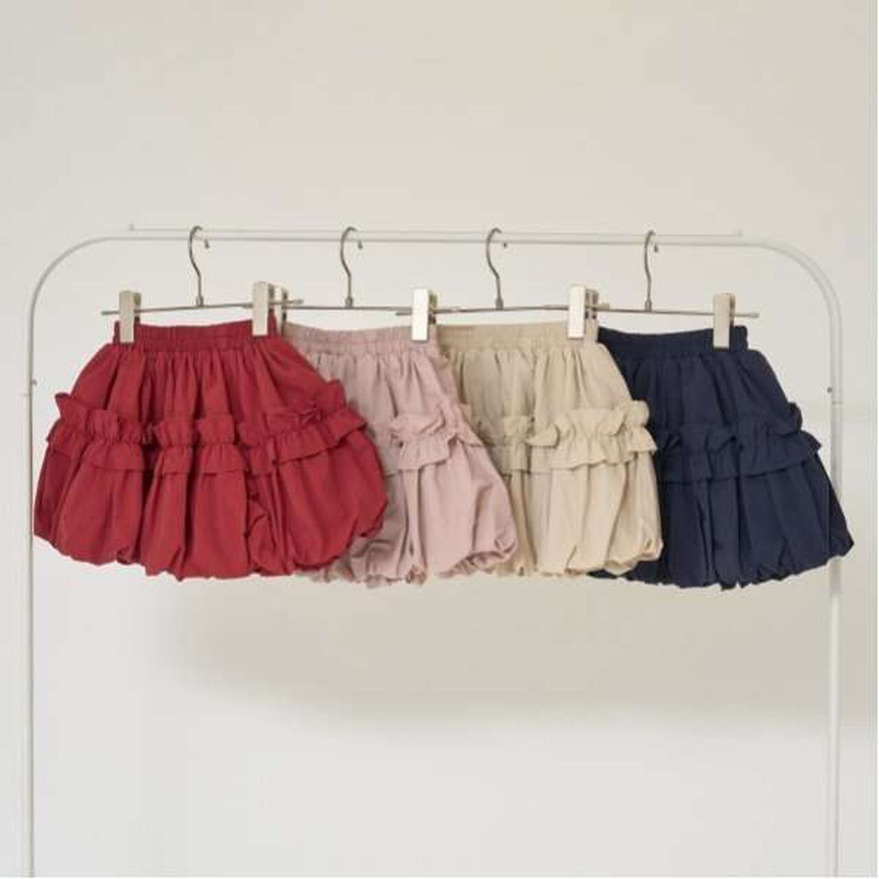 Frilled Balloon Skirt,Deep red, large image number 1