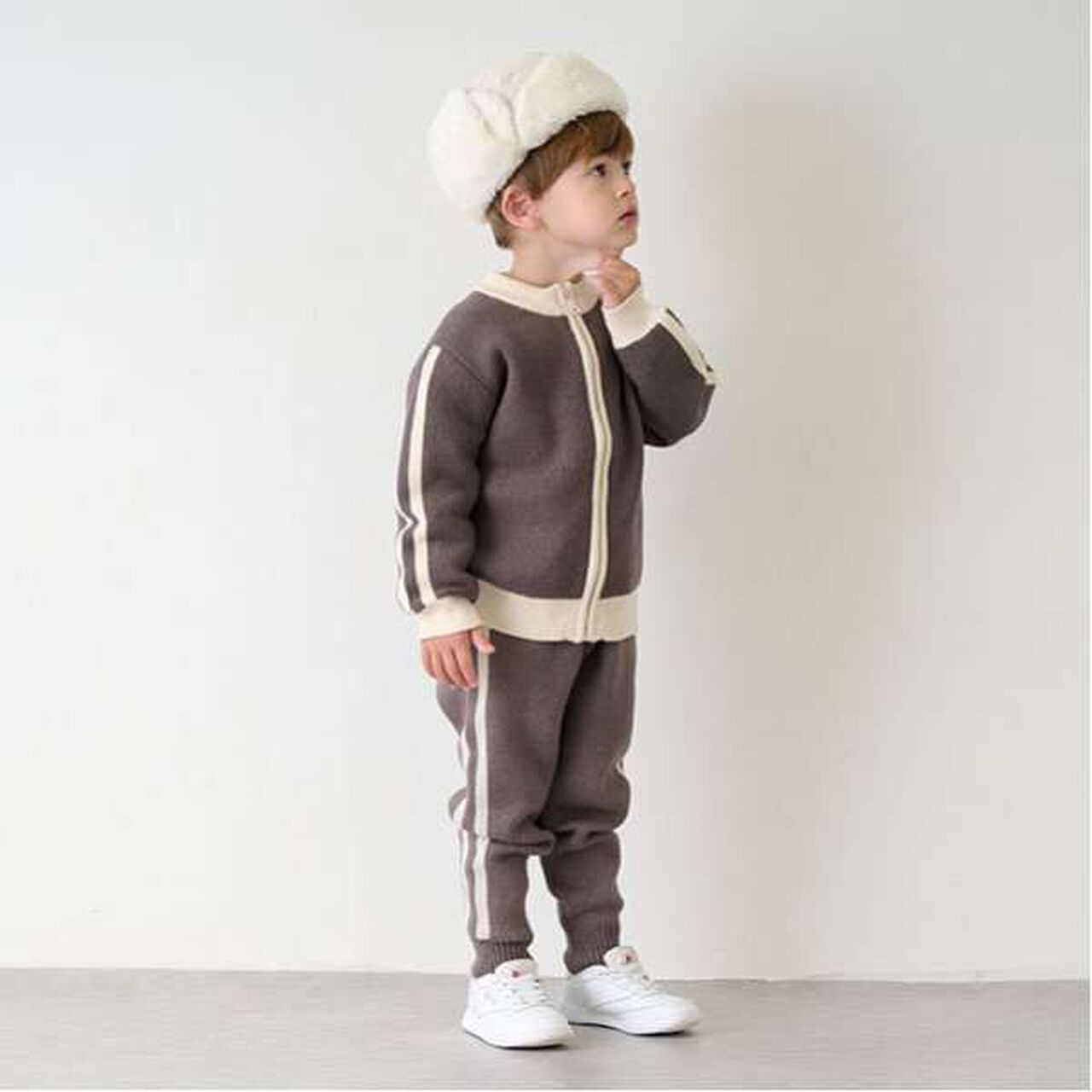 Knit Track Pants,Beige, large image number 1