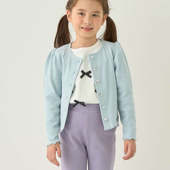 [Mini Length] Heart Button Ribbed Cardigan for Girls [Kids] [Children's Clothing],Blue gray, medium image number 0