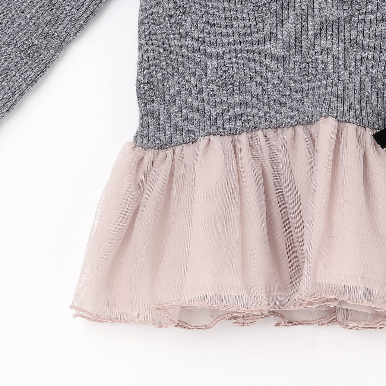 Fluffy and Soft Knit Peplum Tulle Tunic,Ivory, large image number 5