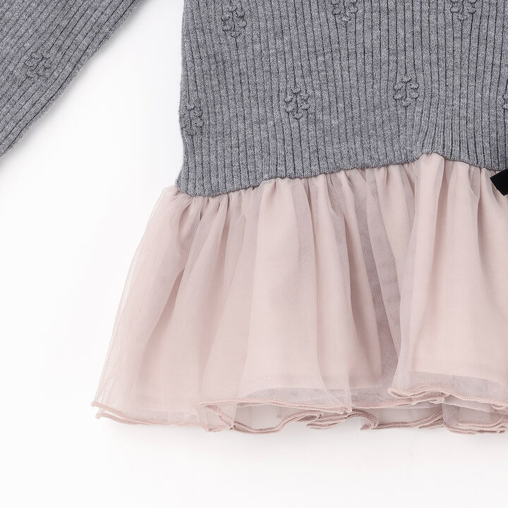 Fluffy and Soft Knit Peplum Tulle Tunic,Ivory, medium image number 5