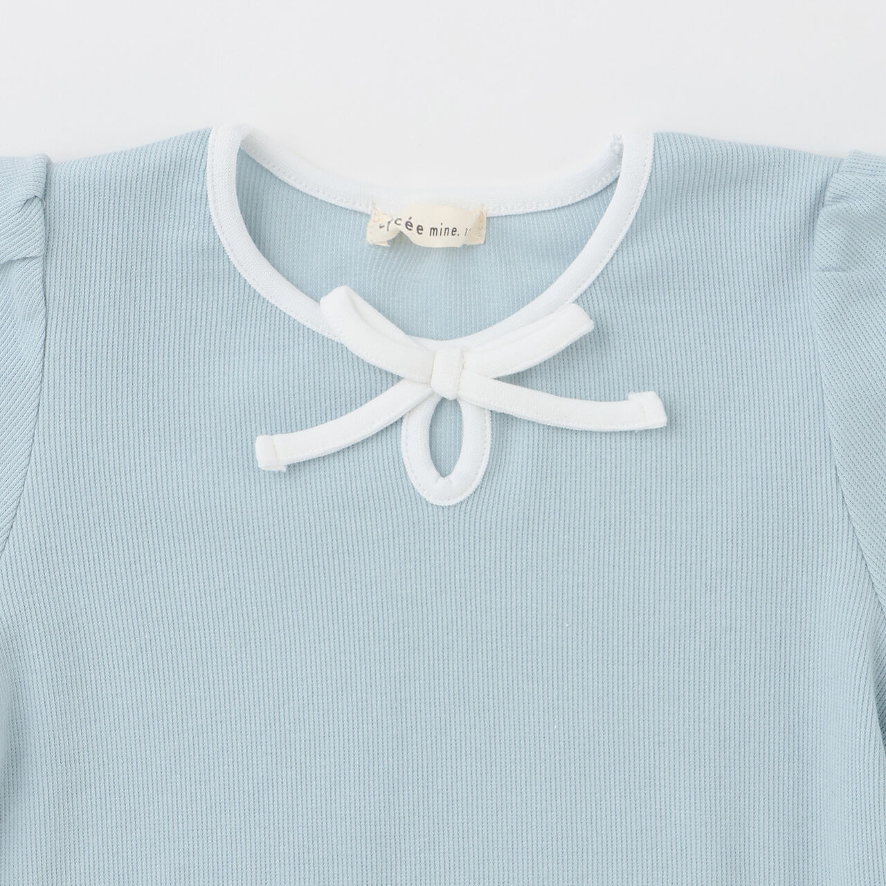[Mini Length] Bi-Color Ribbon Ribbed Top,Blue gray, large image number 19