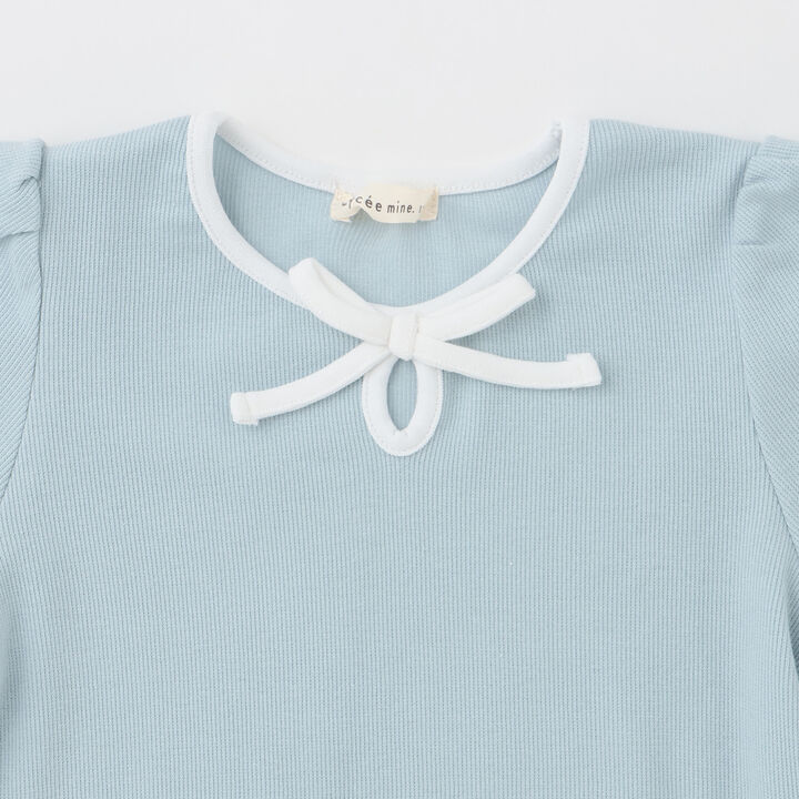 [Mini Length] Bi-Color Ribbon Ribbed Top,Blue gray, medium image number 19