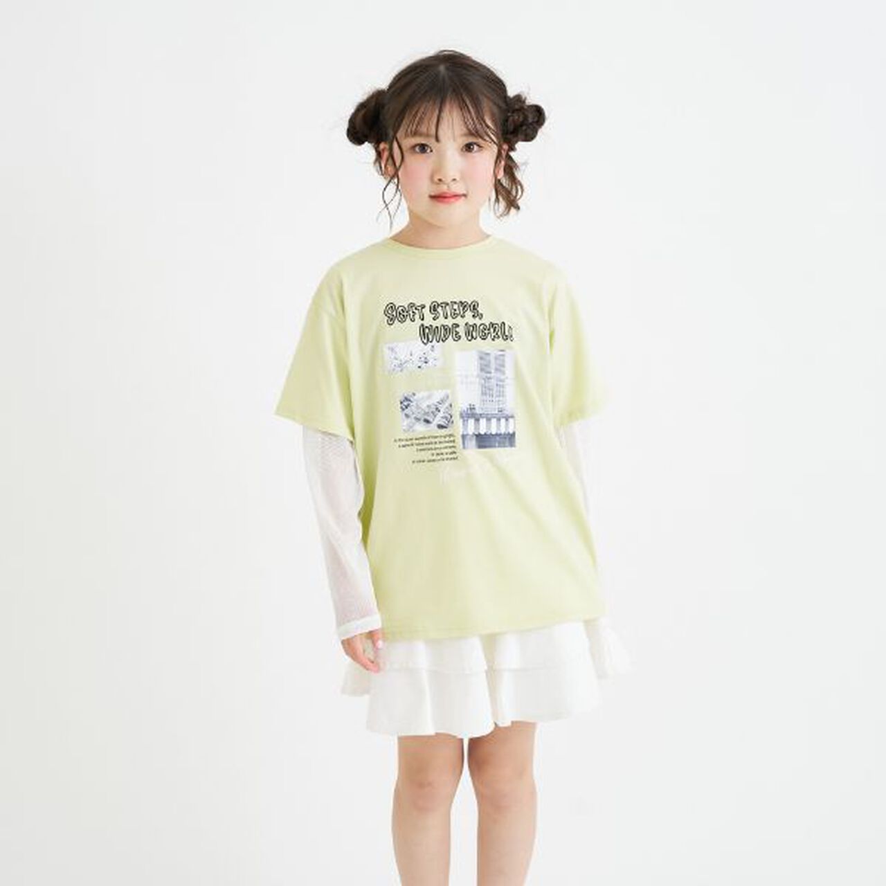 Mesh Sleeve Combination Big T-Shirt,Off white, large image number 14