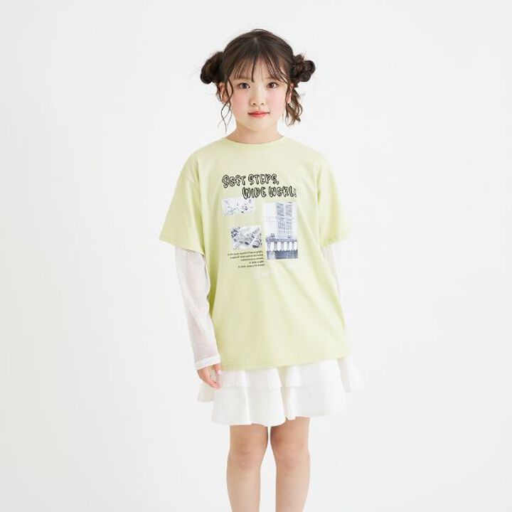 Mesh Sleeve Combination Big T-Shirt,Off white, medium image number 14