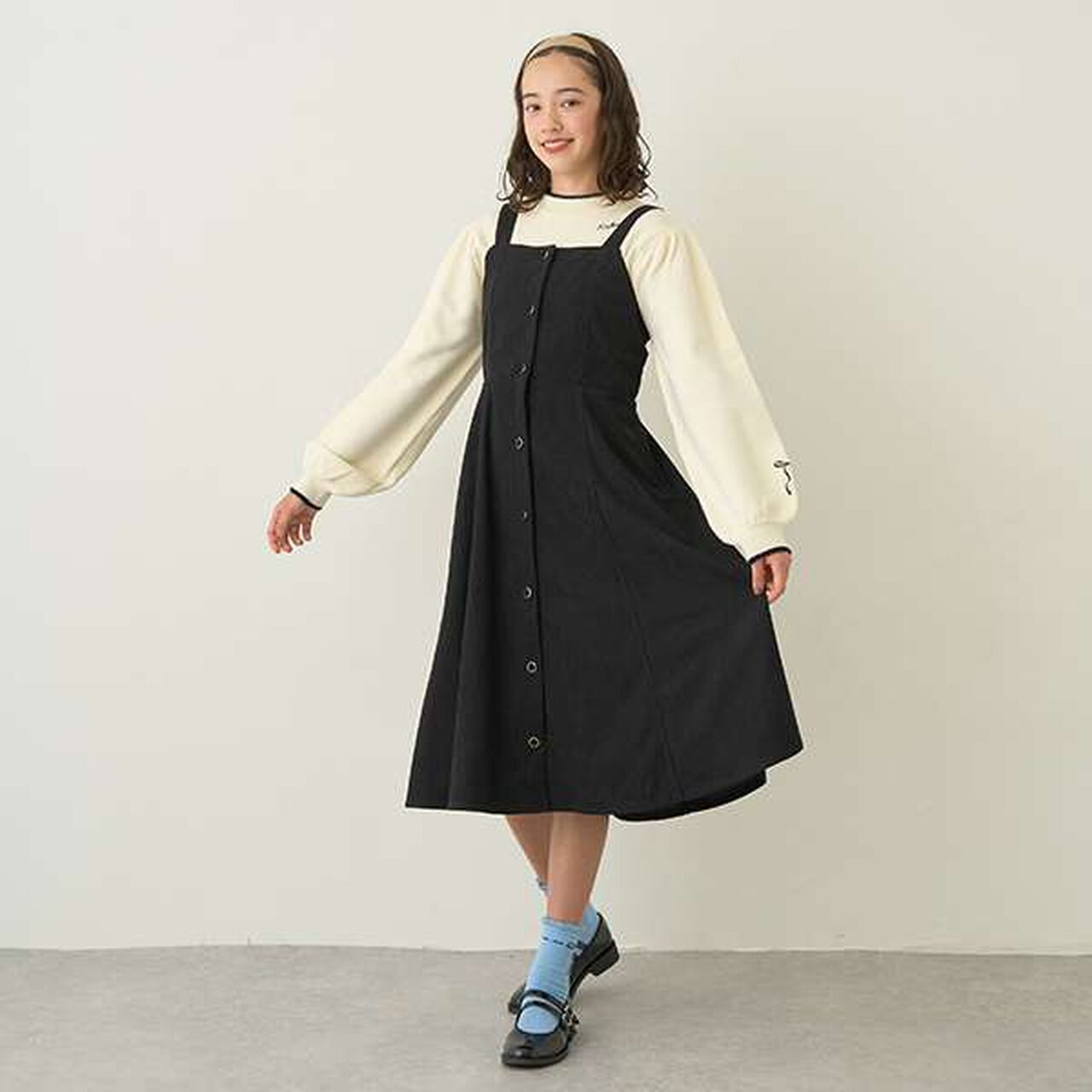 Knit Pullover & Camisole Dress Set,Black, large image number 7