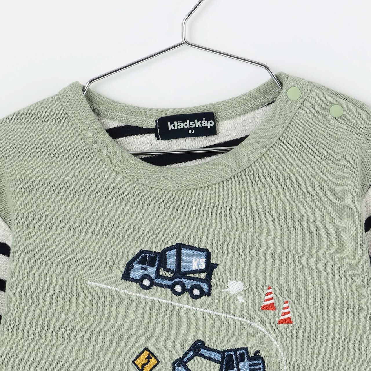 [Restock] Car Embroidery Long-Sleeve T-Shirt,Light khaki, large image number 2