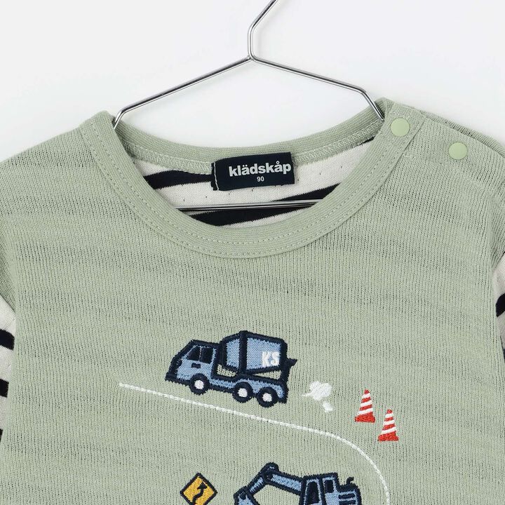 [Restock] Car Embroidery Long-Sleeve T-Shirt,Light khaki, medium image number 2