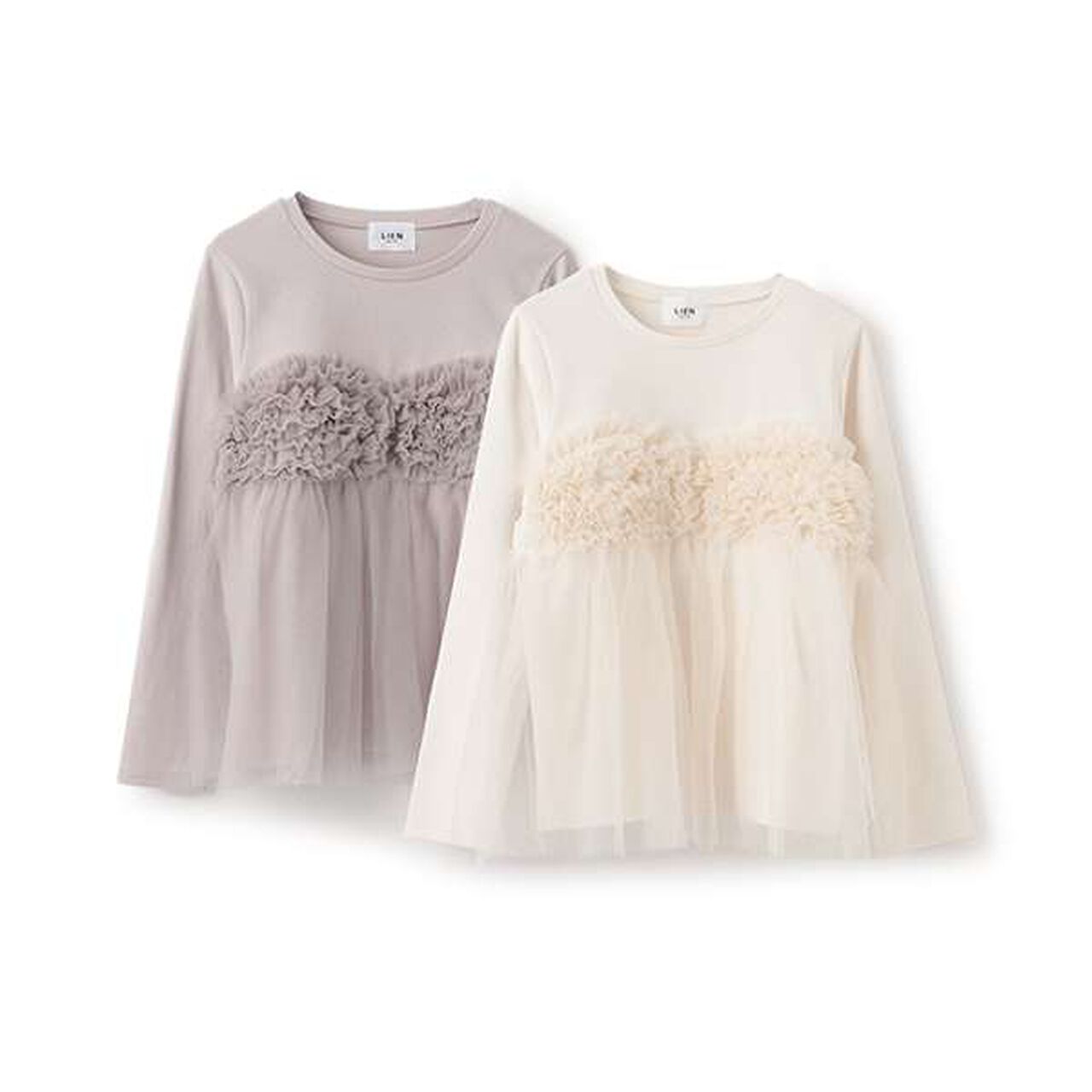 [Link] Tulle Bustier Docking Long Sleeve T-Shirt,Off white, large image number 6