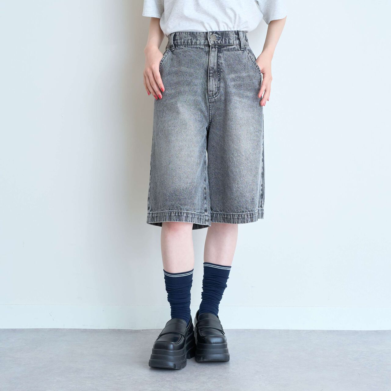[LTXC] Half-Length Denim Pants,Gray, large image number 10