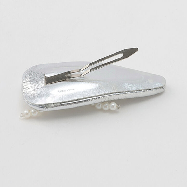 Pearl Ribbon Hairpin,Silver, medium image number 1