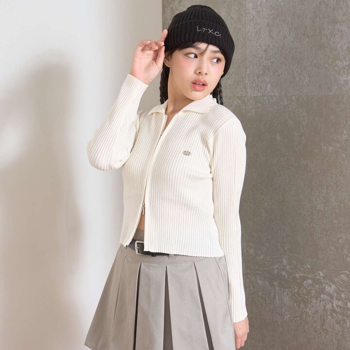 [LTXC] Rib WZIP Cardigan,Brown, medium image number 2