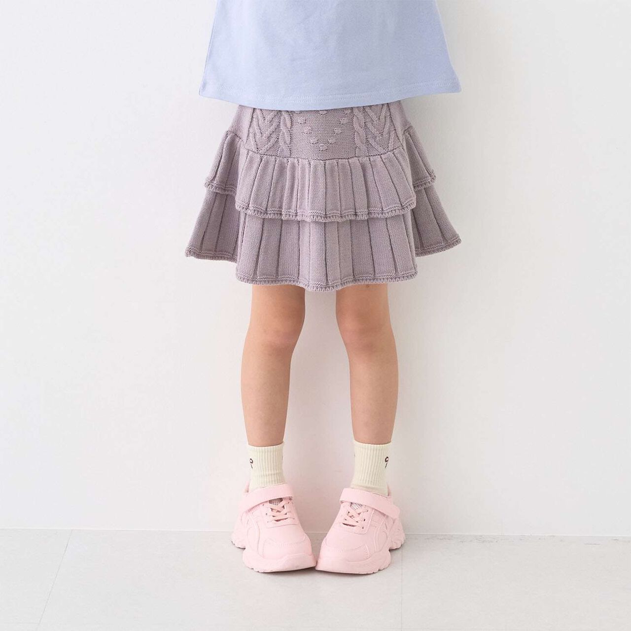 [Safe/Inner Shorts Included] Washable Tiered Knit Skirt,Greige, large image number 0