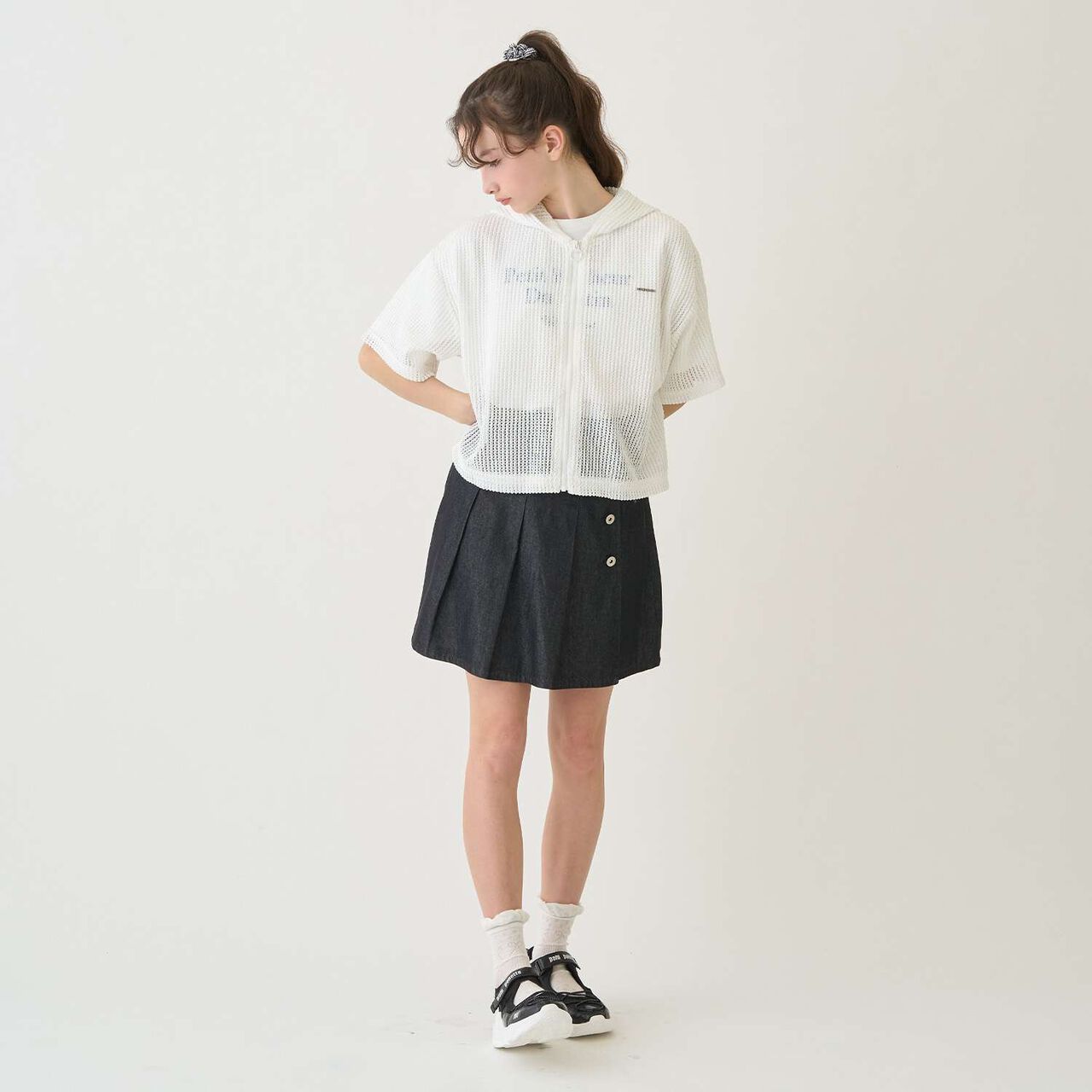 Lace Pattern Crew Socks,Off white, large image number 13