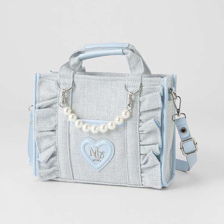 Frill Shoulder with Pearl Charm,Light blue, medium image number 0