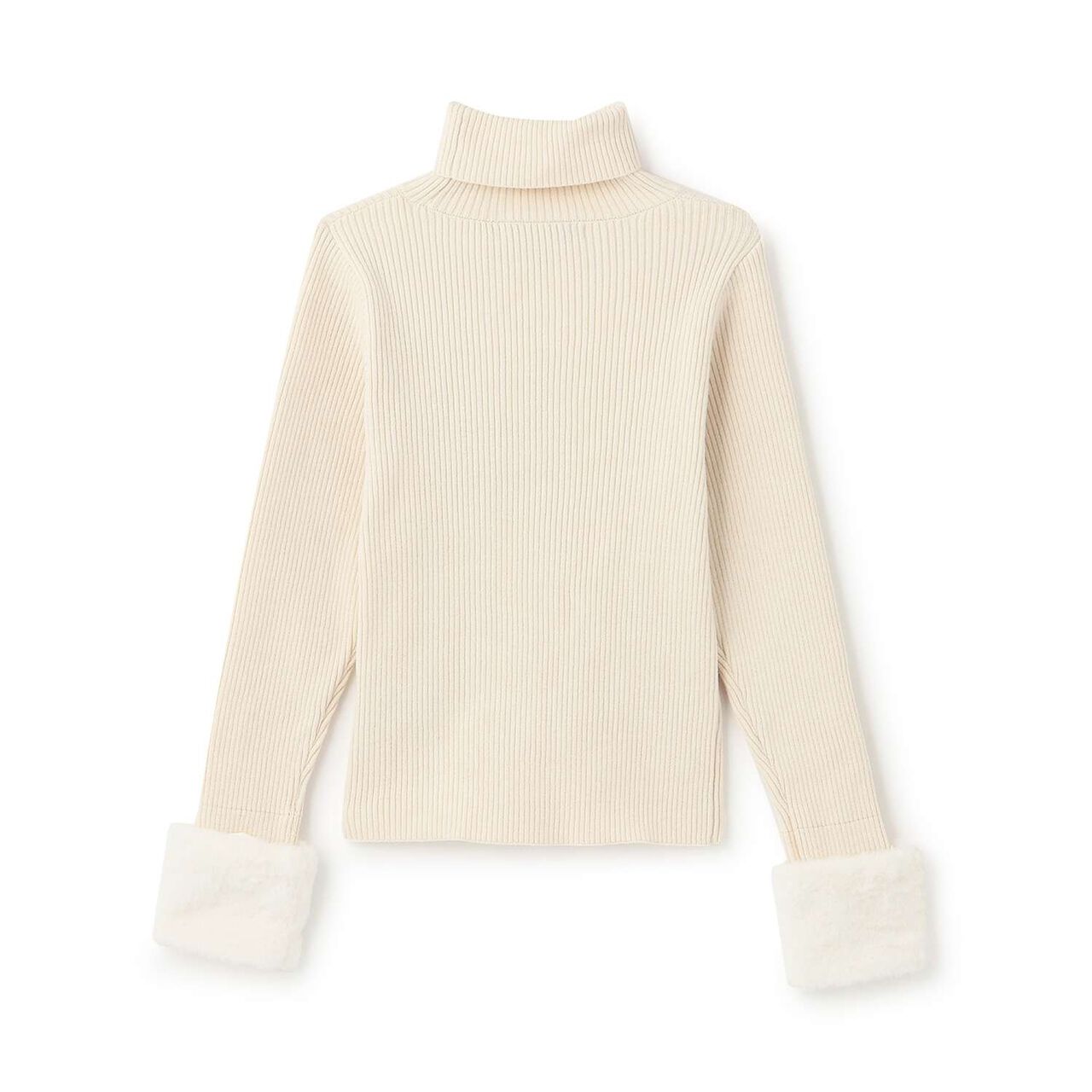 Fur Sleeve Knit Pullover,Ivory, large image number 1