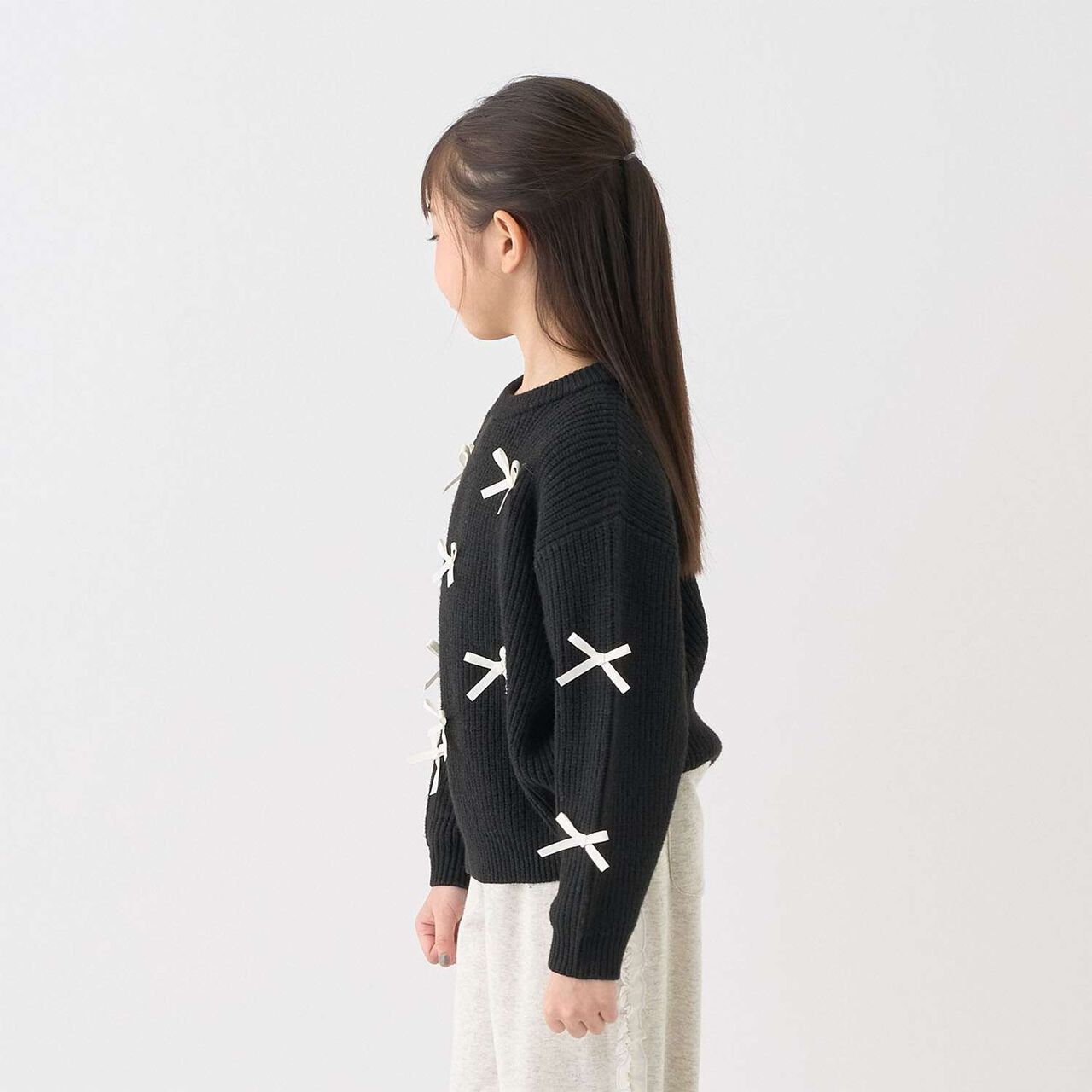 [Soft Knit] [Machine Washable] Ribbon Sweater,Ivory, large image number 4