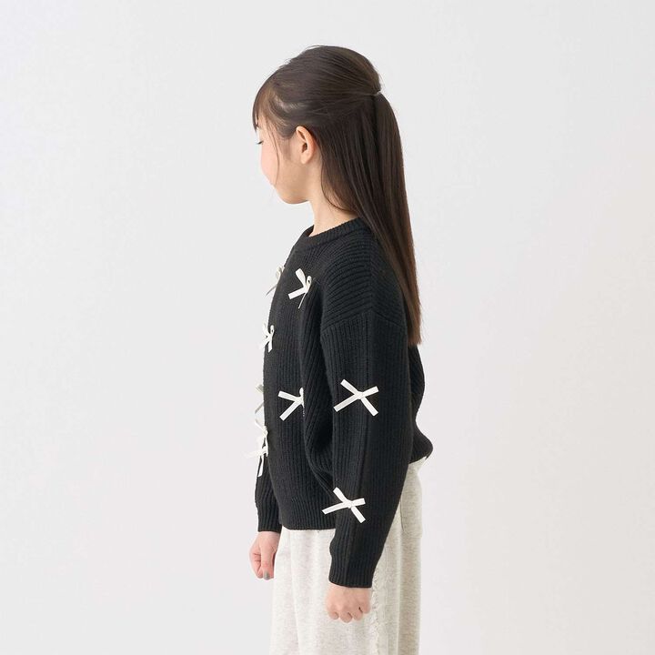 [Soft Knit] [Machine Washable] Ribbon Sweater,Ivory, medium image number 4