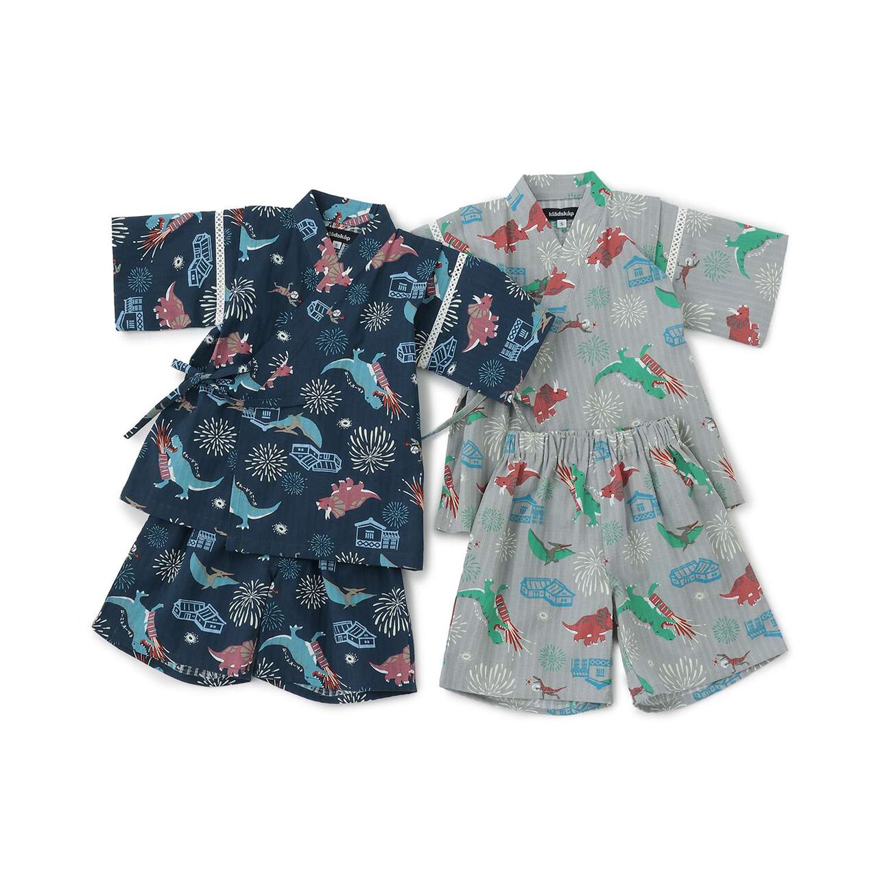 Dinosaur Print Jinbei,Gray, large image number 11