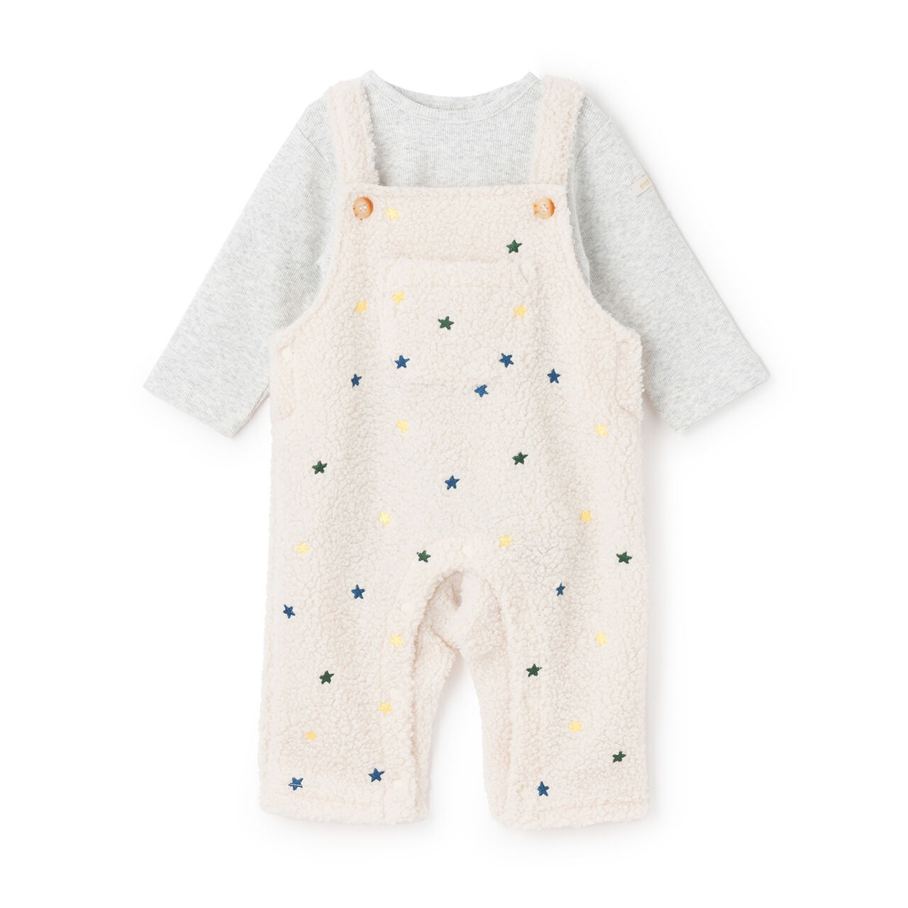 Star Embroidery Overalls Coverall,Ivory, large image number 5