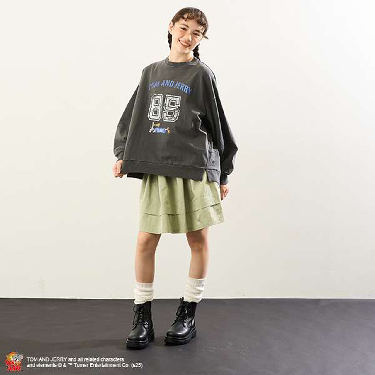 [AMI] Water-Repellent Waist Rib Hem Tuck Skirt,Olive, large image number 7