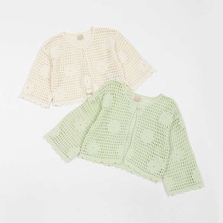 [Link] Flower Motif Black Crochet Cardigan,Ivory, medium image number 10