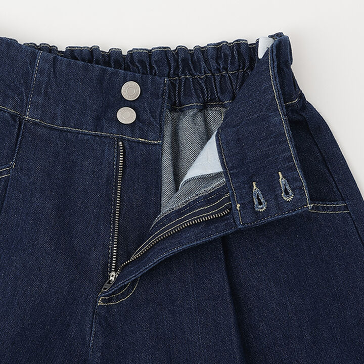 Flattering Tuck Flare Denim Culottes,Blue, medium image number 3