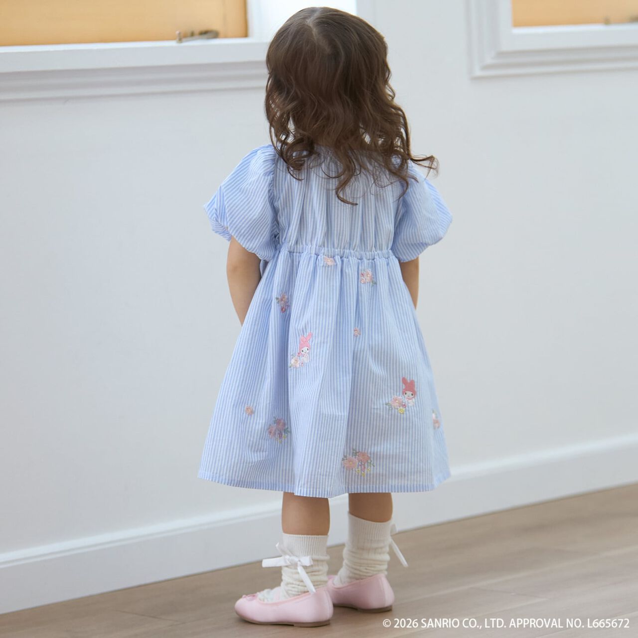 [Sanrio Characters] Embroidered Puff One-Piece Dress,Blue, large image number 2