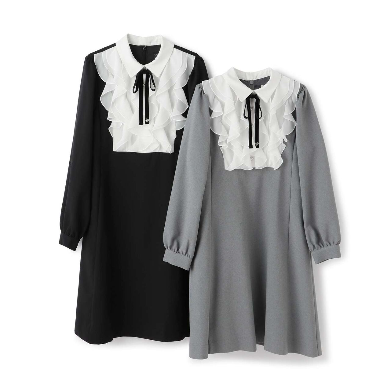 Frill Yoke One-Piece Dress♪,Gray, large image number 9