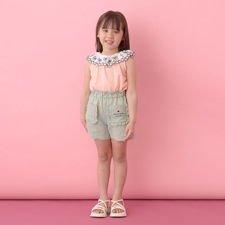 [Soft Cotton] Cherry Lace Collar Top,Light orange, medium image number 4