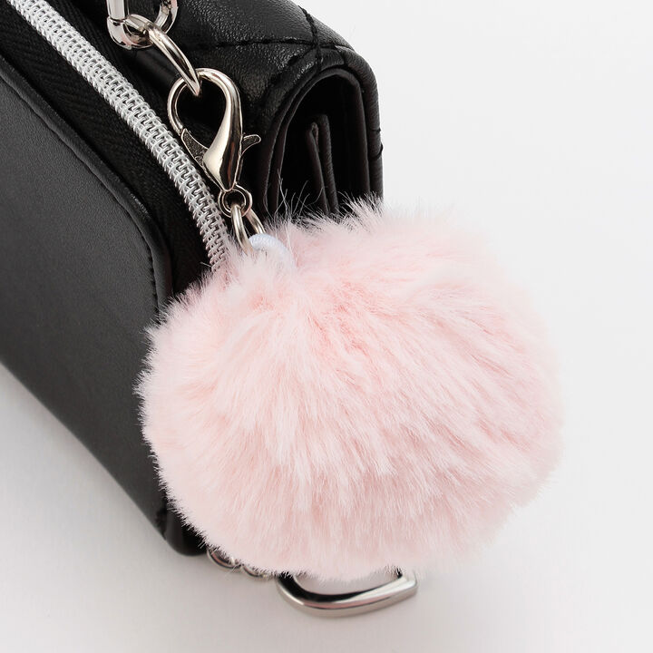 Faux Fur Charm Quilted Wallet,Off white, medium image number 4