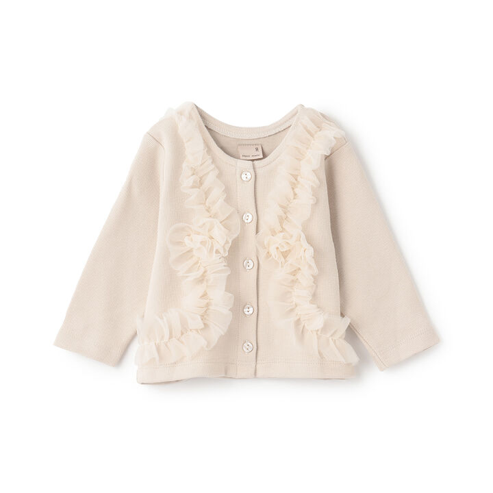 [Link] Tulle Frill Cut Cardigan,Ivory, medium image number 0