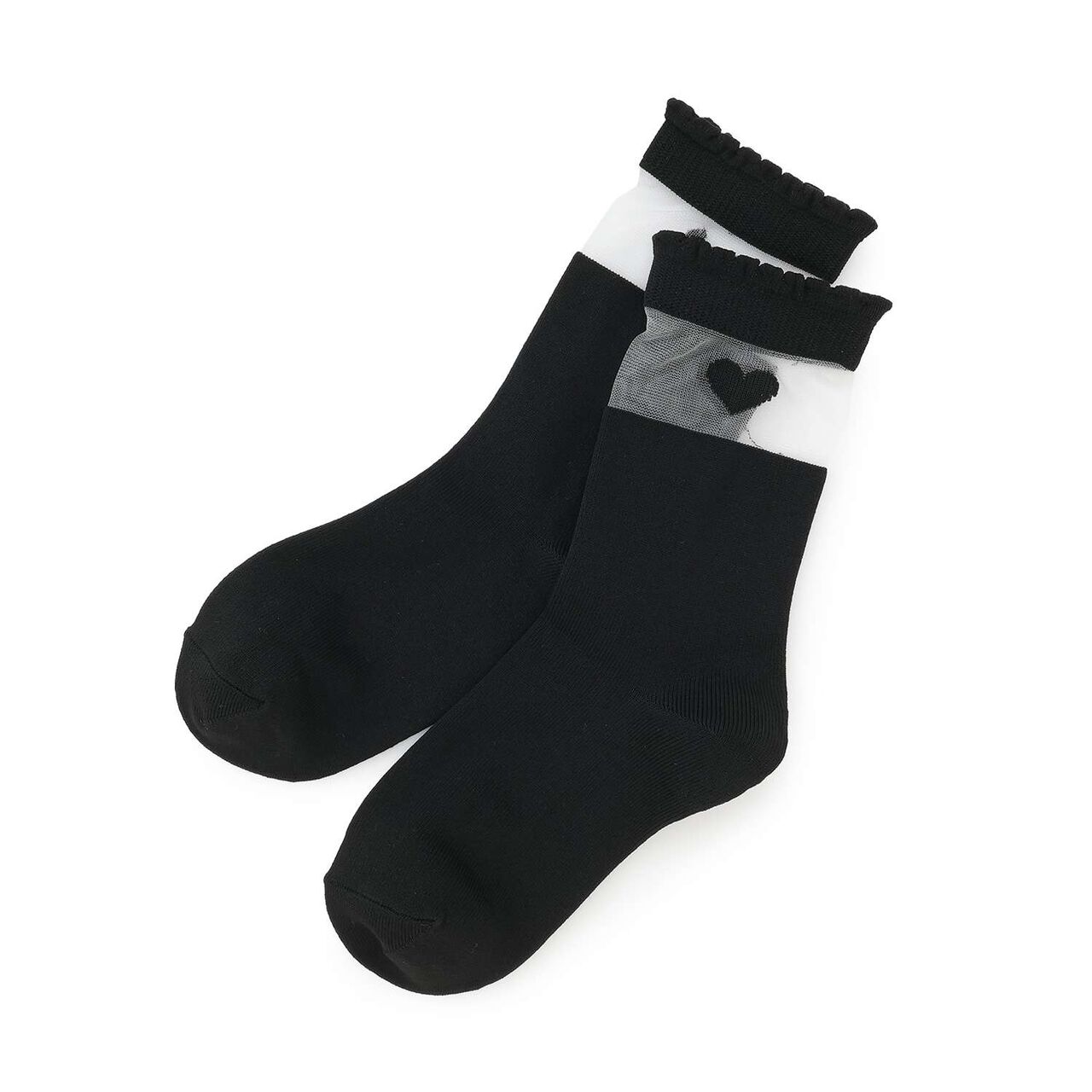 Heart Sheer Socks,Black, large image number 0