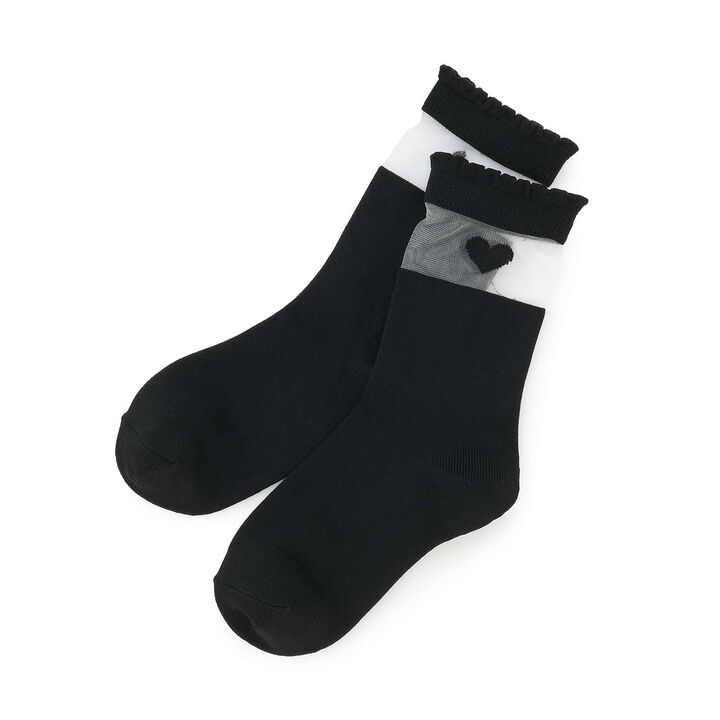 Heart Sheer Socks,Black, medium image number 0