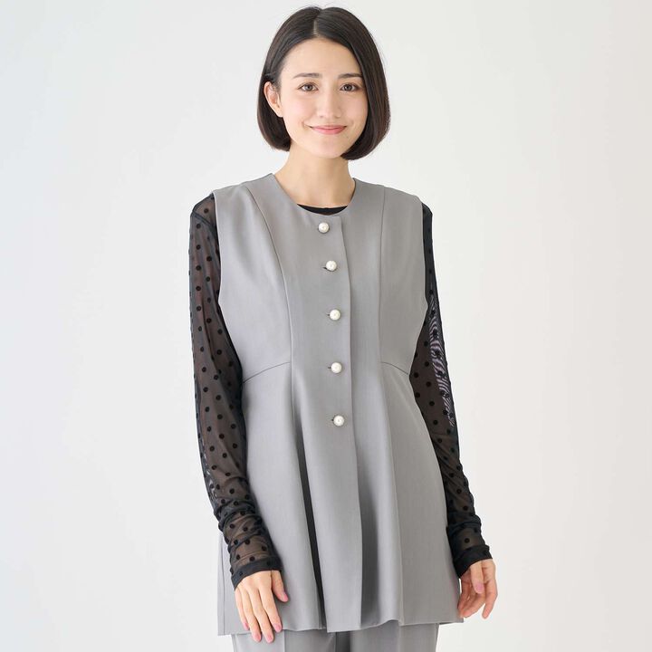 [Formal] No-Collar Gilet,Gray, medium image number 0