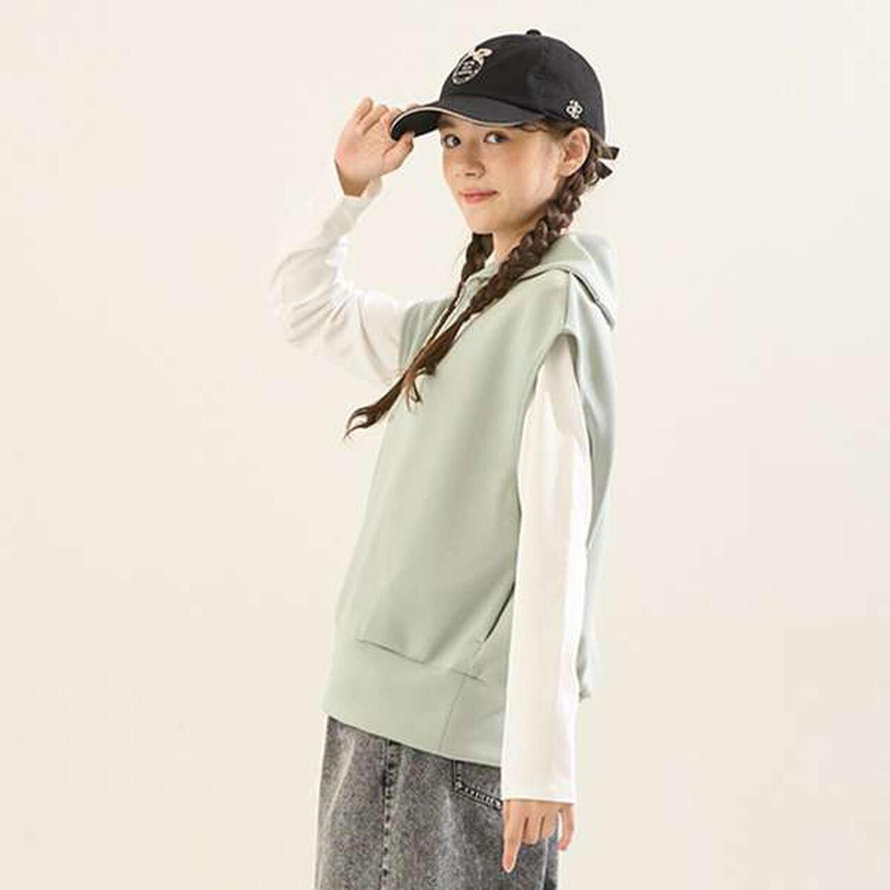 [AMI] Sailor Half-Zip Dampa Vest &times; Long Sleeve T-Shirt,Light green, large image number 14