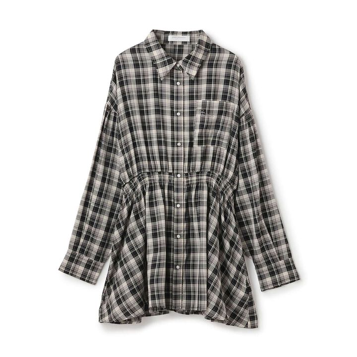 Front Peplum Checkered Shirt,Black, medium image number 9