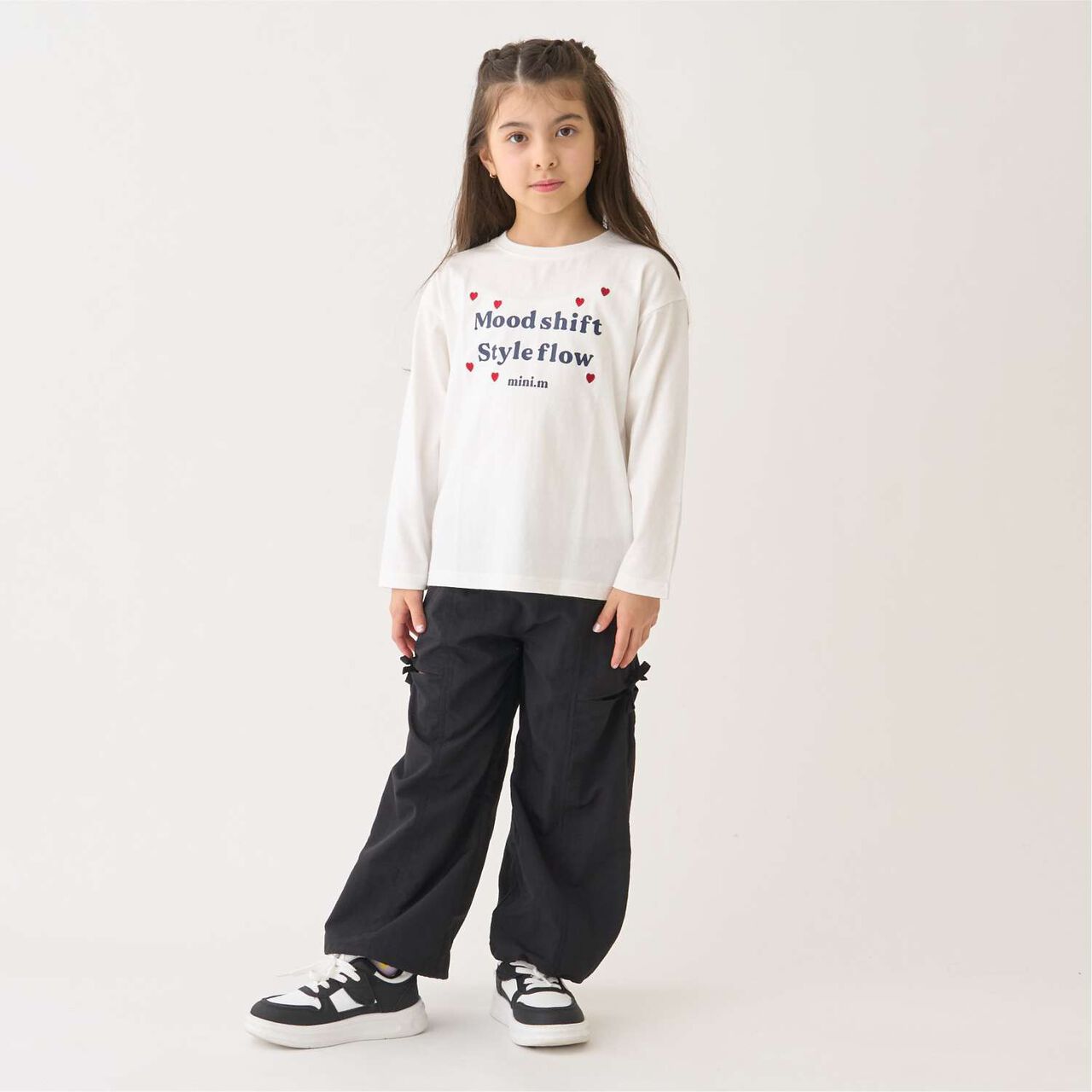 100% Cotton Heart & Flower Long-Sleeve T-Shirt,Pink, large image number 1