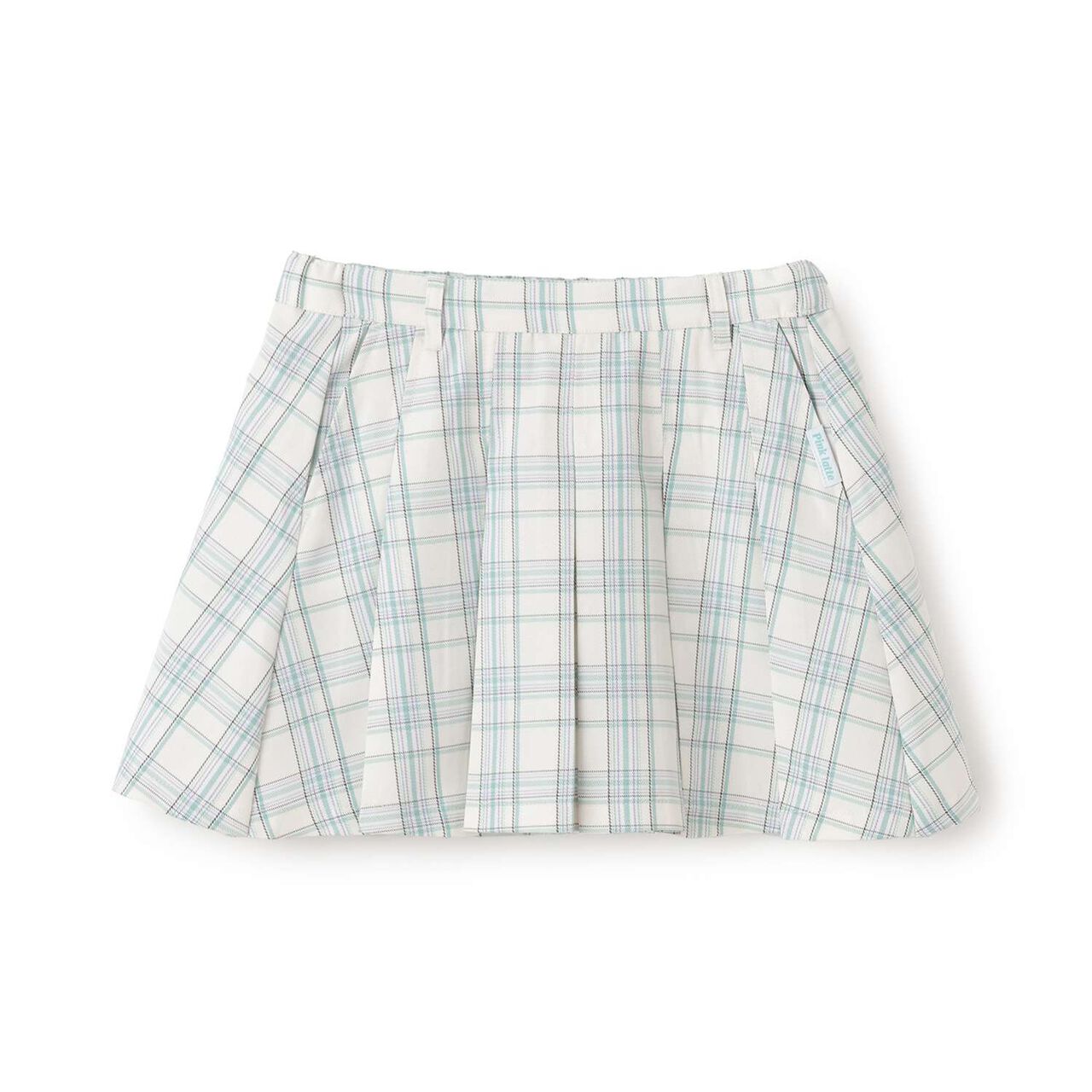 Checkered Front Pleated Skirt,Light beige, large image number 9