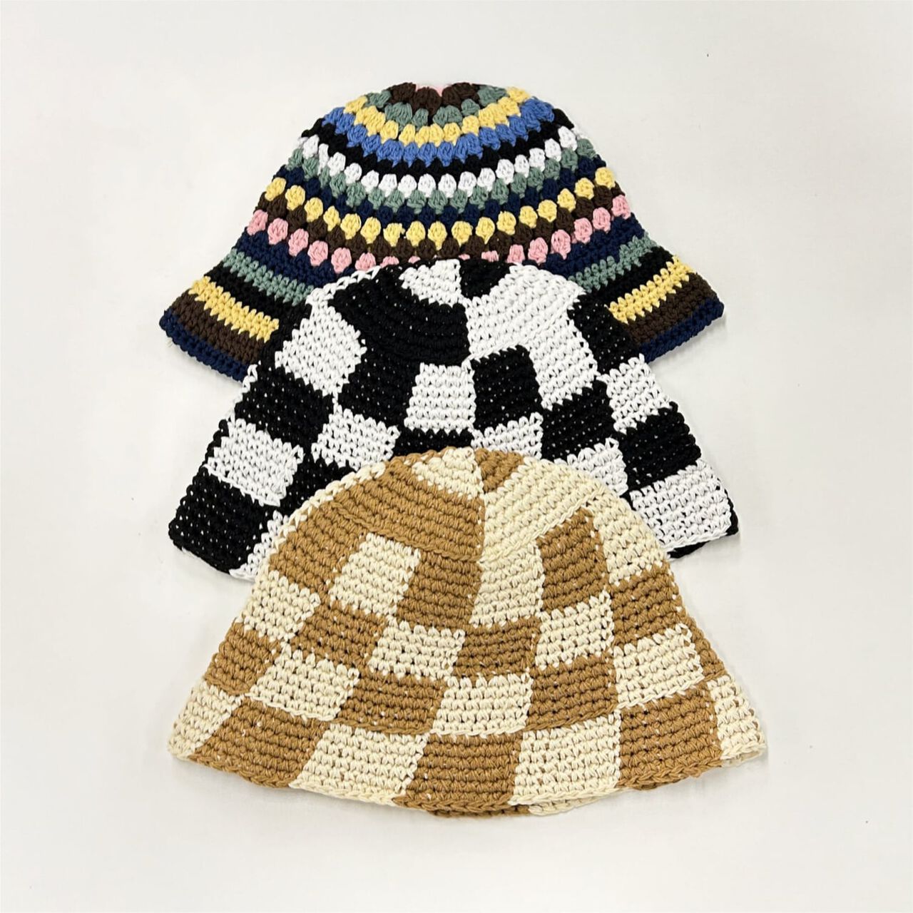 Black Crochet Knit Bucket Hat,Multi color, large image number 8